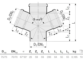 P.p. deriv. doppia 67° diam. 75 codice prod: DSV00924 product photo Foto1 L2