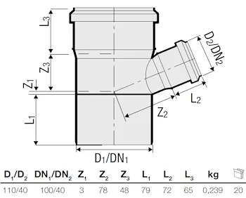 P.p. deriv. rid. 67° diam. 110/40 codice prod: DSV00930 product photo Foto1 L2