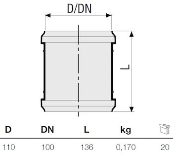 P.p. manicotto d'inserzione d. 110 codice prod: DSV01086 product photo Foto1 L2