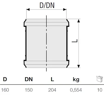 P.p. manicotto d'inserzione d. 160 codice prod: DSV01088 product photo Foto1 L2