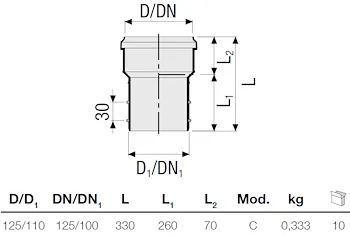 Racc.passaggio pvc d.125/110 codice prod: DSV02486 product photo Foto1 L2