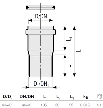 Racc.passaggio pvc d.40/40 codice prod: DSV02479 product photo Foto1 L2