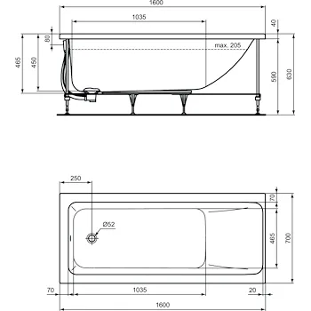 Connect Air vasca 160x70 bianco codice prod: T361601 product photo Foto1 L2