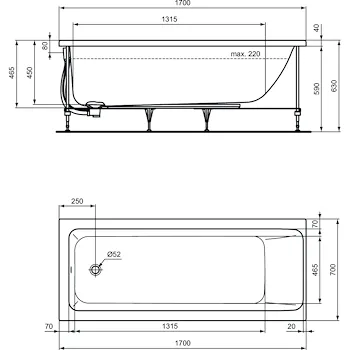 Connect Air vasca 170x70 bianco codice prod: T361801 product photo Foto1 L2