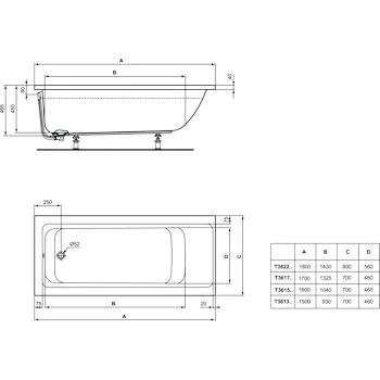 Connect Air vasca a incasso 170x70 bianco codice prod: T361701 product photo Foto1 L2