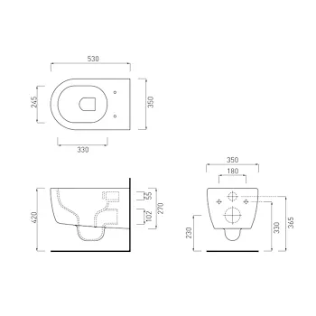 Smile wc sospeso 34x53 h27 bianco con fissaggi a scomparsa senza brida codice prod: SMVSNWK product photo Foto1 L2