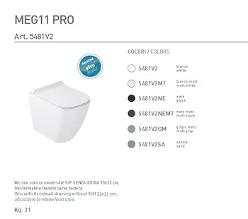 MEG11 wc scarico universale senza brida bianco matt fissaggi inclusi codice prod: 5481V2MT product photo Foto1 L2