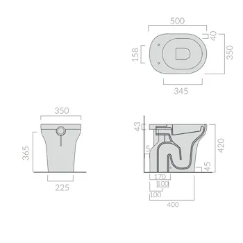 Wc Pavimento 50x35x42 cm Bianco Senza Fissaggi Serie Eden codice prod: 7205 product photo Foto1 L2