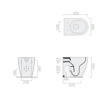 Wc Universale senza brida 52x36 fissaggi inclusi serie Dream codice prod: 7327MT product photo Foto1 L2