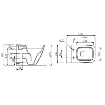Icon Square wc a terra Rimfree&reg;  con sedile bianco lucido codice prod: 500.825.00.1 product photo Foto1 L2