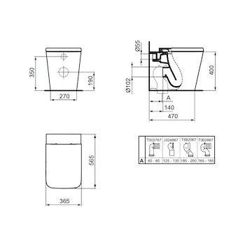 Blend cube wc filo parete aquablade® senza sedile filo parete bianco codice prod: T368801 product photo Foto1 L2