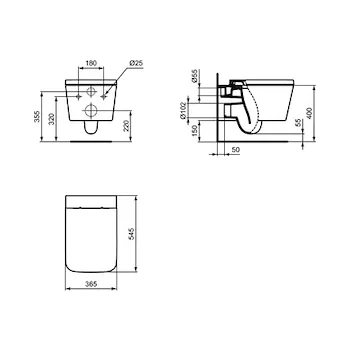 Blend cube wc sospeso aquablade senza sedile fissaggi nascosti bianco codice prod: T368601 product photo Foto1 L2