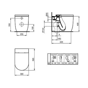 Blend Curve wc sospeso a terra AquaBlade&reg; bianco lucido con fissaggi nascosti codice prod: T375101 product photo Foto1 L2