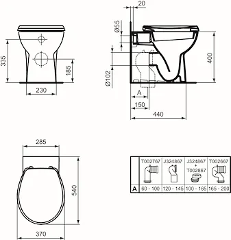 Eurovit wc a terra con scarico universale bianco lucido codice prod: W330401 product photo Foto5 L2
