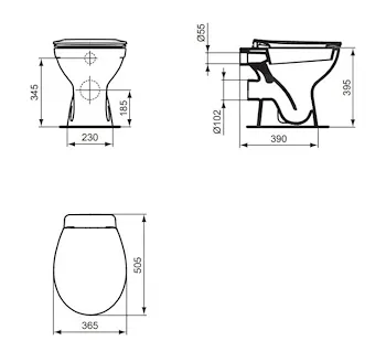 Eurovit wc a terra scarico a parete bianco lucido codice prod: W333101 product photo Foto3 L2