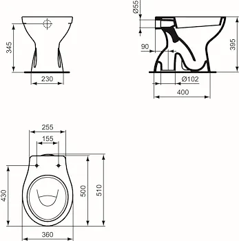 Eurovit wc a terra scarico a pavimento bianco lucido codice prod: W330601 product photo Foto4 L2