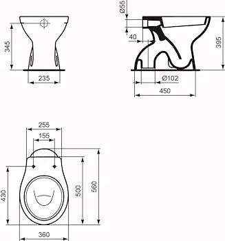 Eurovit wc a terra scarico a pavimento universale bianco lucido codice prod: W333201 product photo Foto2 L2