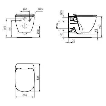 Tesi wc sospeso Rimless &reg; con sedile slim rallentato bianco lucido codice prod: T536001 product photo Foto6 L2