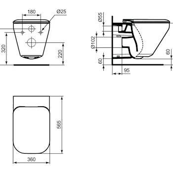 Tonic 2 wc sospeso aquablade&reg; con sedile slim bianco lucido codice prod: K316601 product photo Foto3 L2