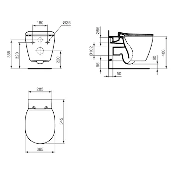 Wc Connect sospeso aquablade&reg; con sedile slim a chiusura rallentata codice prod: E049301 product photo Foto3 L2