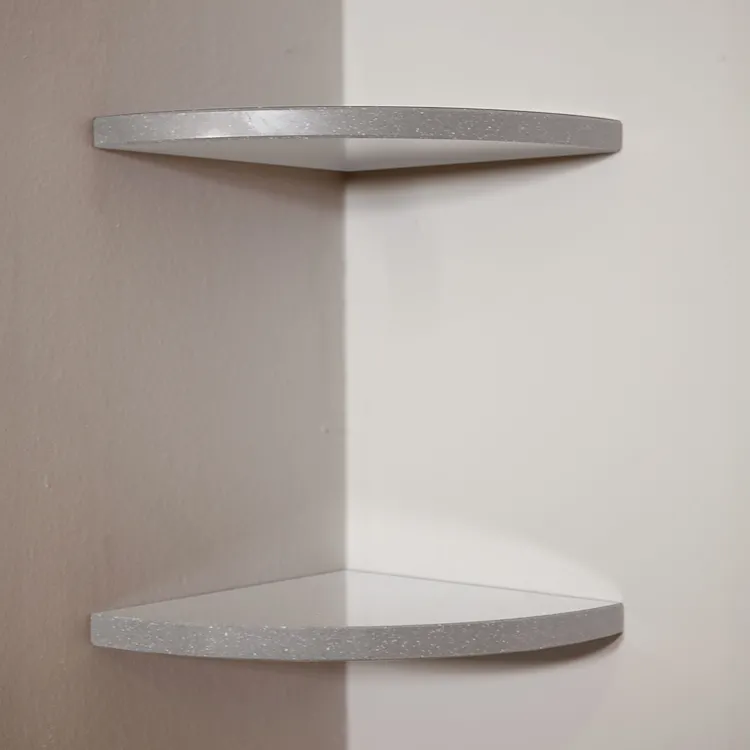 Easy Shelf 2 mensole angolari a scomparsa in marmoresina silk grey lucido cm 22,9 comple codice prod: SKRAS2LU18 product photo