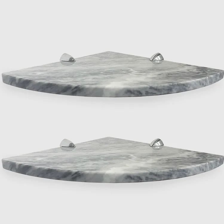 Quick Shelf 2 mensole angolari in marmo naturale bardiglio mat cm 22,9 con 4 reggimensola codice prod: BARA2QMA15 product photo