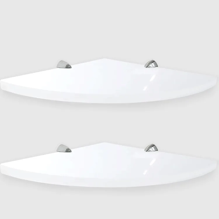 Quick Shelf 2 mensole angolari in marmo naturale cotone lucido cm 22,9 con 4 reggimensola codice prod: CTOA2QLU15 product photo