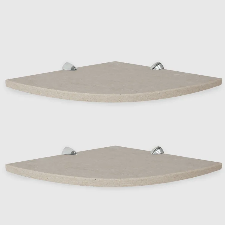 Quick Shelf 2 mensole angolari in marmo naturale sabbia chiara mat cm 22,9 con 4 reggimensola codice prod: SBHA2QMA15 product photo