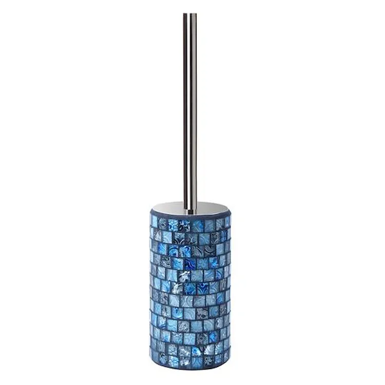 Crystal porta scopino da appoggio in vetro mosaico blu codice prod: QF9140BL product photo