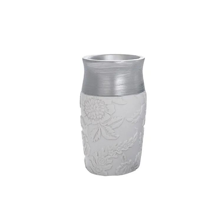 Damasco bicchiere da appoggio bianco e argento codice prod: QD6100WK product photo