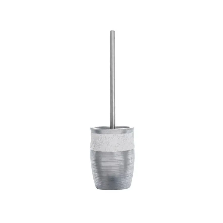 Damasco porta scopino da appoggio bianco e argento  codice prod: QD6140WK product photo