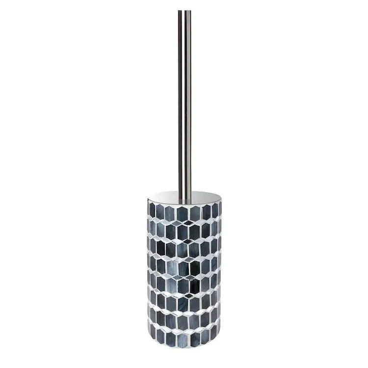Melody porta scopino da appoggio in vetro mosaico grigio e nero codice prod: QF8140GR product photo