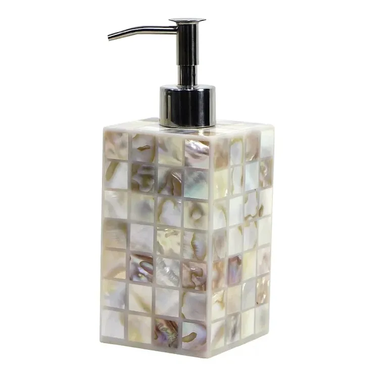 Perl dispenser sapone da appoggio in poliresina mosaico bianco codice prod: QD9120MA product photo