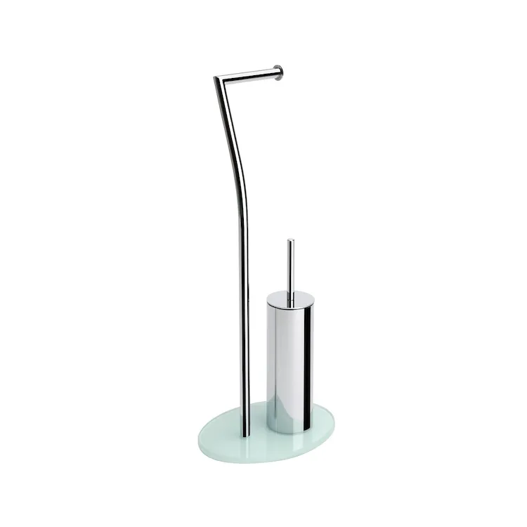 Piantana con porta salviette e porta scopino cromato codice prod: QV086ADW product photo