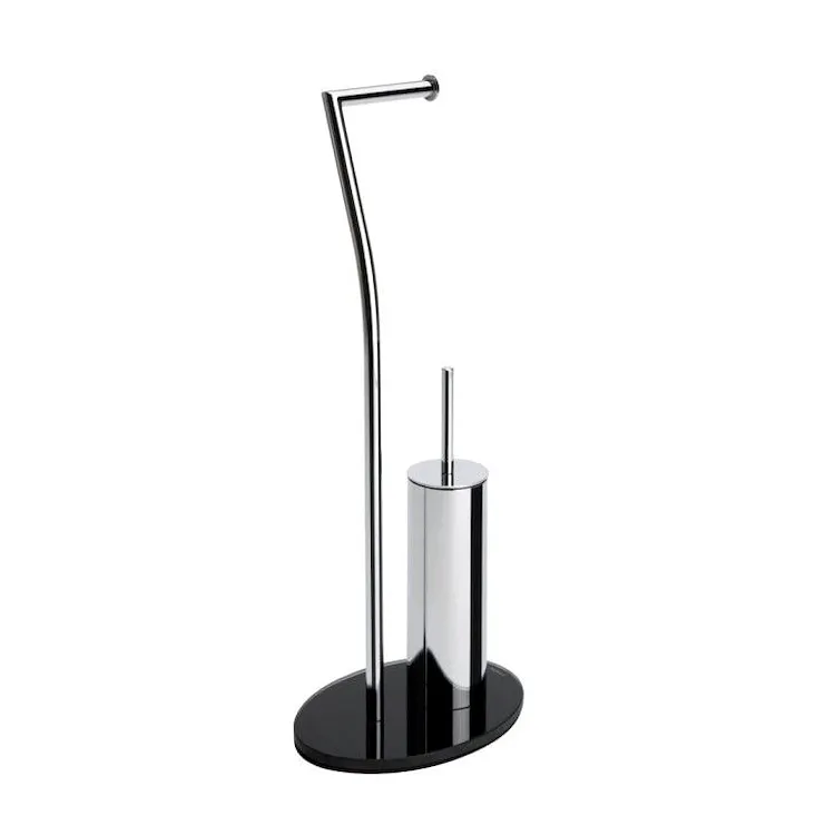 Piantana con porta salviette e porta scopino nero codice prod: QV086ADN product photo