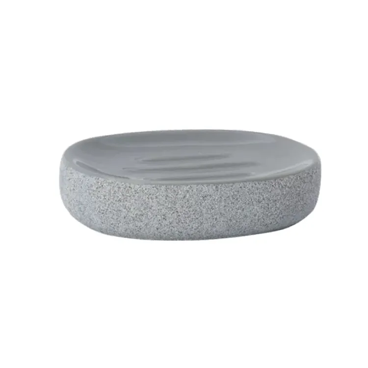 Rock porta sapone da appoggio in ceramica grigio codice prod: QG3110GR product photo