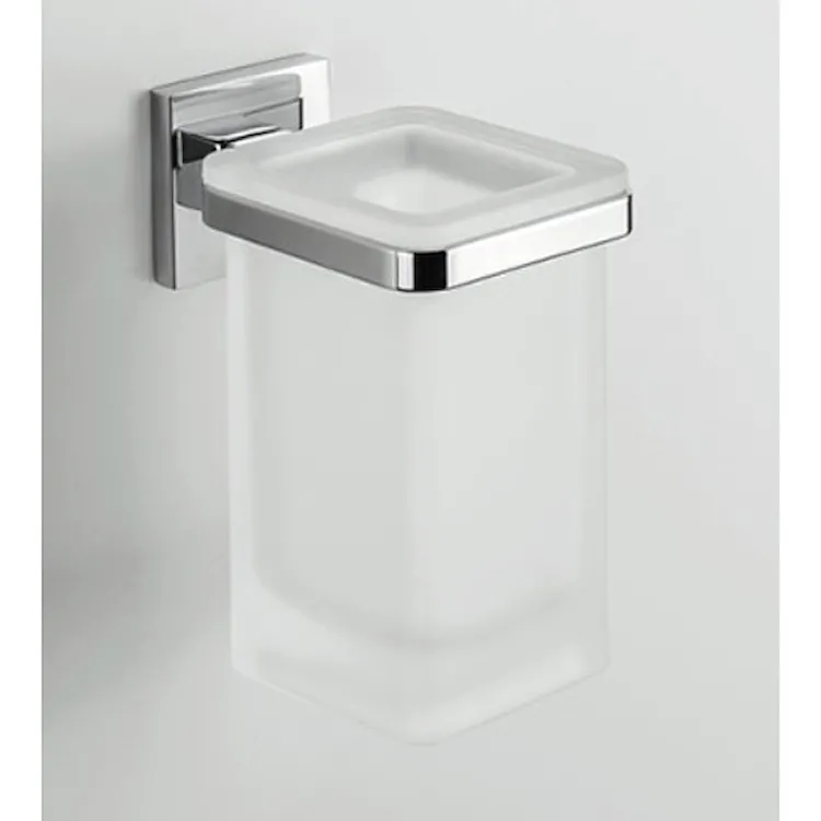 Basic Q porta bicchiere a parete vetro acidato cromato codice prod: B37520-VAN product photo