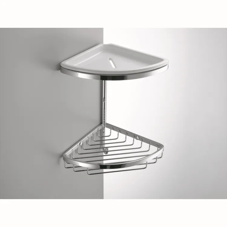 Griglia doppia porta oggetti doccia angolare con vaschetta e gancio cromata codice prod: B96010CR-CBL product photo