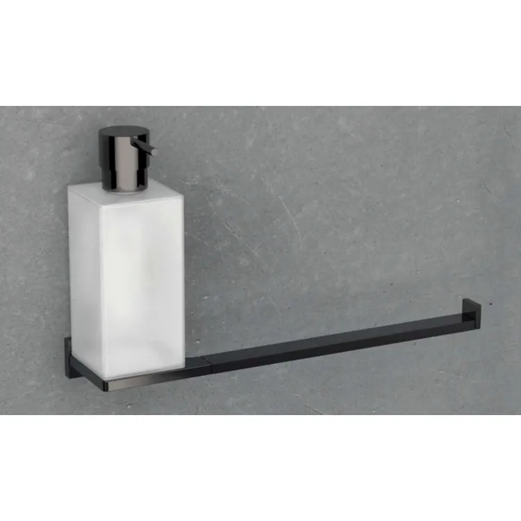 Look dosatore sapone porta salviette 32 cm vetro acidato naturale grafite codice prod: B16740GL-VAN product photo
