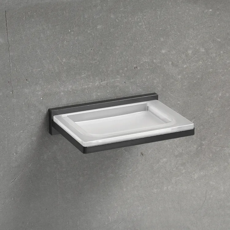 Look porta sapone a parete vetro acidato naturale grafite codice prod: B16010GL-VAN product photo