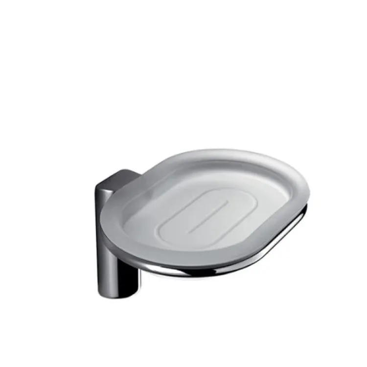 Luna porta sapone a parete vetro acidato cromato codice prod: B01010CR-VAN product photo
