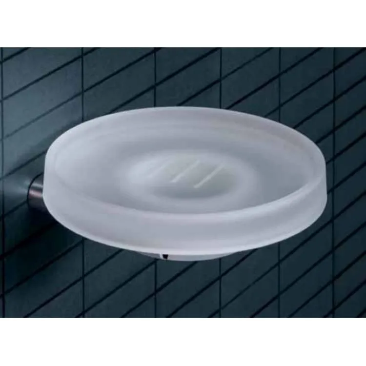 Mini porta sapone a parete vetro acidato cromato codice prod: B40010CR-VAN product photo