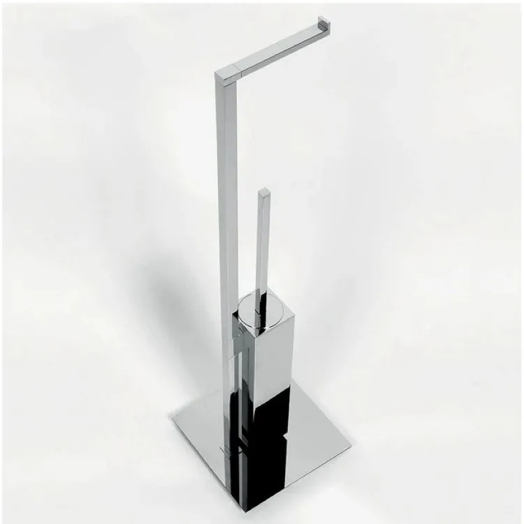 Miniq piantana con porta rotolo e porta scopino cromata codice prod: B50180CR product photo