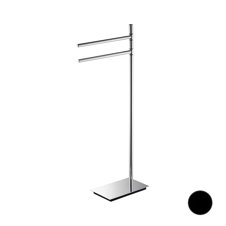 Square piantana con porta salviette a 2 bracci nero opaco codice prod: B99010NM product photo