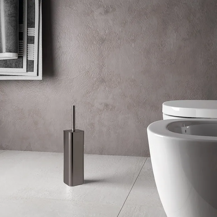 Jack porta scopino wc da terra con ciuffo in setole gun metal codice prod: 000013348100000 product photo