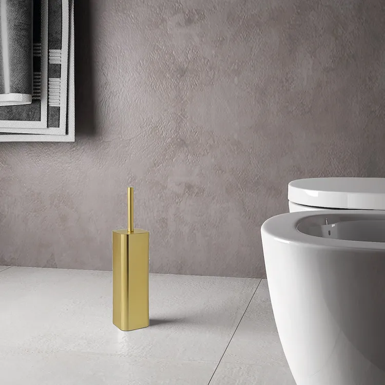 JACK portascopino da terra con ciuffo in setole oro spazzolato codice prod: 000013348800000 product photo