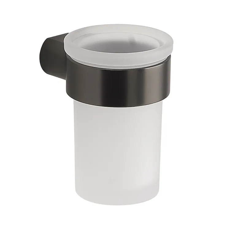 Pirenei bicchiere portaspazzolinia parete grigio lucido con vetro satinato codice prod: 0000PI108100000 product photo