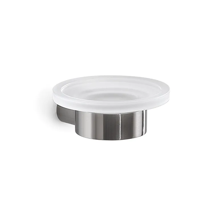 Pirenei portasapone cromato spazzolato con contenitore in vetro satinato codice prod: 0000PI113800000 product photo