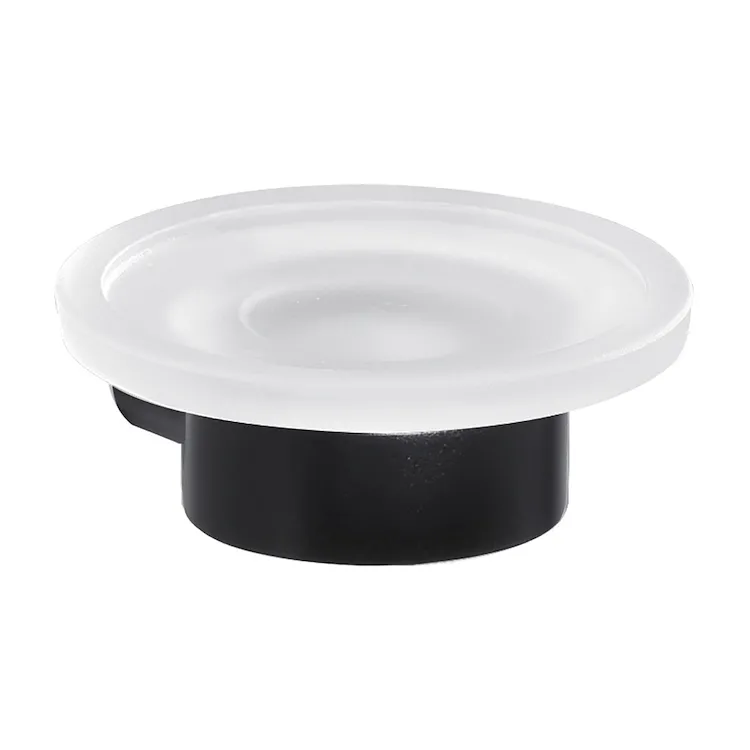 Pirenei portasapone nero opaco con contenitore in vetro satinato codice prod: 0000PI111400000 product photo