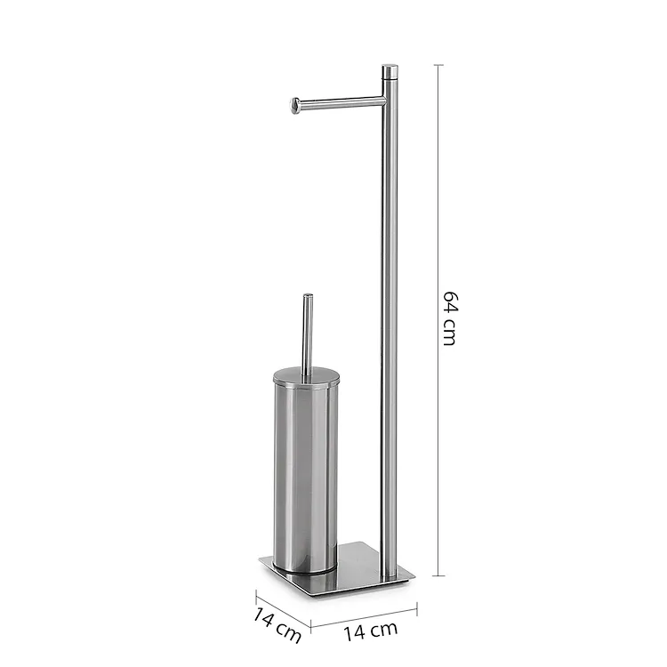 Trilly piantana porta salviette 2 bracci e porta scopino cromato spazzolato codice prod: 0000TR323800000 product photo